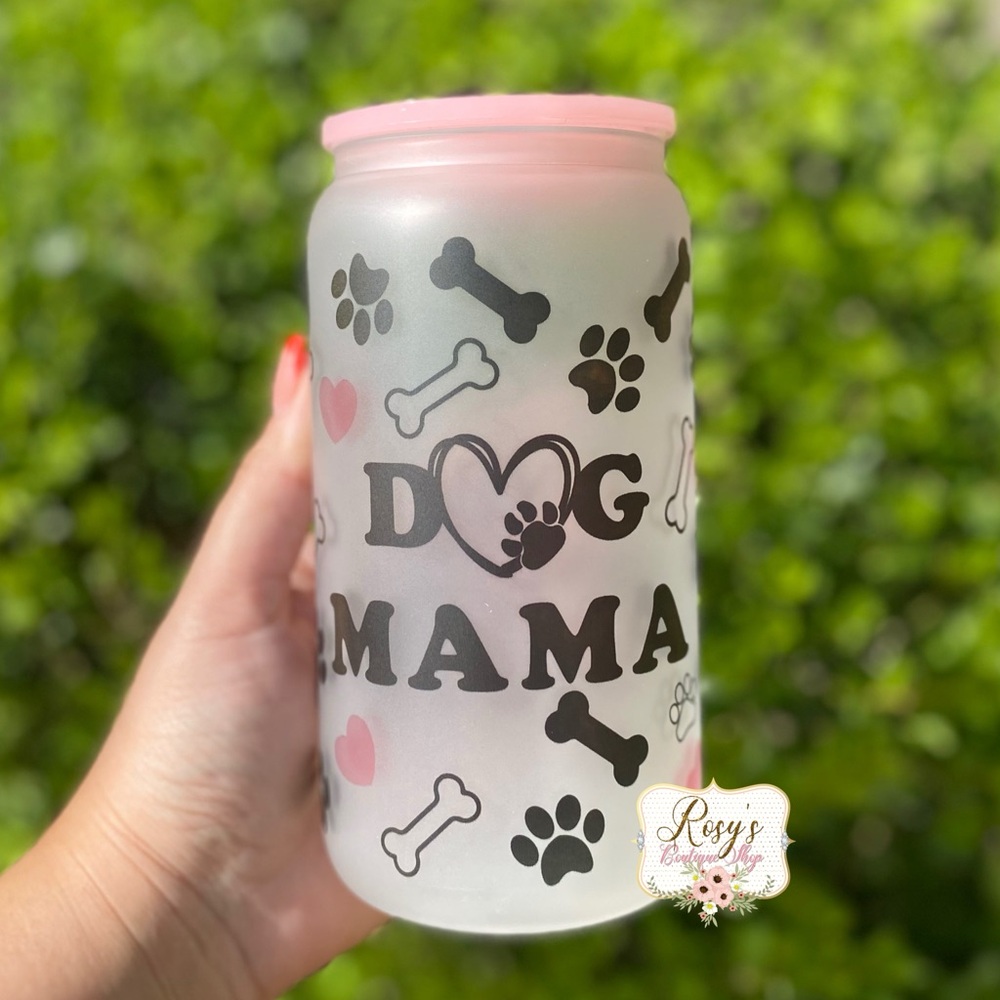 Dog Mama 16oz Glass Cup